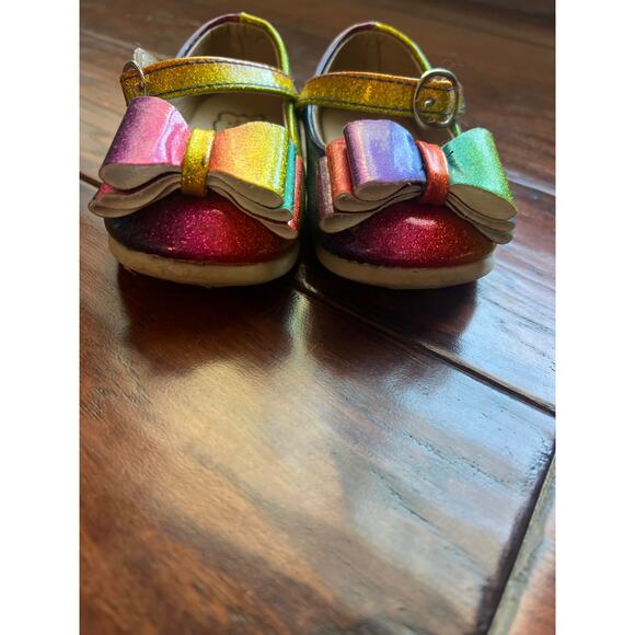 Pipperdoodles by Pipsqueaks Boutique 22 (5c) Toddler Bow Mary Jane Shoes Rainbow - Picture 2 of 8